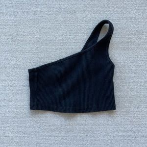 Princess polly one shoulder detail black crop top